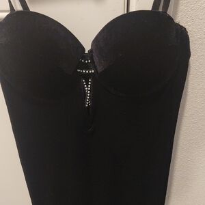 Fredrick's Of Hollywood Black Velour Bustier Dress